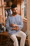 The Hariri Men 3/4 Sleeve Kurta - Blue Borneo