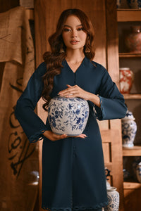 The Hariri Women Neo Kurung Top - Deep Teal