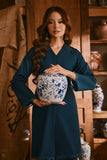 The Hariri Women Neo Kurung Top - Deep Teal
