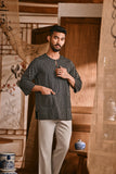 The Hariri Men 3/4 Sleeve Kurta - Shadowstripe