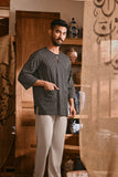 The Hariri Men 3/4 Sleeve Kurta - Shadowstripe