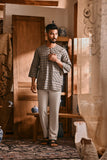The Hariri Men 3/4 Sleeve Kurta - Slate Grid