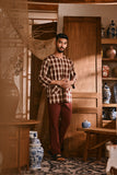 The Hariri Men 3/4 Sleeve Kurta - Cherrywood