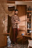 The Hariri Men 3/4 Sleeve Kurta - Cherrywood
