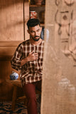 The Hariri Men 3/4 Sleeve Kurta - Cherrywood