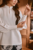 The Hariri Women Mandarin Collar Blouse - Off White