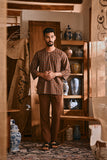 The Hariri Men 3/4 Sleeve Kurta - Copper Grid