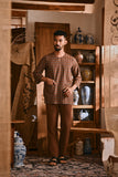 The Hariri Men 3/4 Sleeve Kurta - Copper Grid