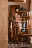 The Hariri Men 3/4 Sleeve Kurta - Copper Grid