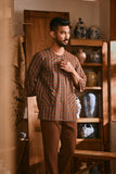 The Hariri Men 3/4 Sleeve Kurta - Copper Grid