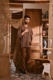The Hariri Men 3/4 Sleeve Kurta - Copper Grid