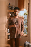 The Hariri Men 3/4 Sleeve Kurta - Copper Grid