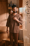 The Hariri Men 3/4 Sleeve Kurta - Copper Grid