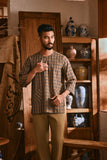 The Hariri Men 3/4 Sleeve Kurta - Sunleaf Grid