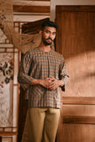 The Hariri Men 3/4 Sleeve Kurta - Sunleaf Grid