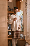 The Hariri Men 3/4 Sleeve Kurta - Fog Cream