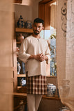 The Hariri Men 3/4 Sleeve Kurta - Fog Cream