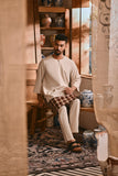 The Hariri Men 3/4 Sleeve Kurta - Fog Cream