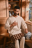 The Hariri Men 3/4 Sleeve Kurta - Fog Cream