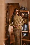 The Hariri Women Mandarin Collar Blouse - Butter Olive