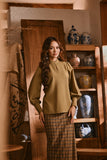 The Hariri Women Mandarin Collar Blouse - Butter Olive