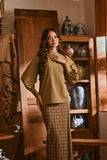 The Hariri Women Mandarin Collar Blouse - Butter Olive
