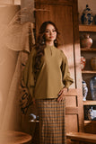 The Hariri Women Mandarin Collar Blouse - Butter Olive