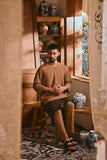 The Hariri Men 3/4 Sleeve Kurta - Latte