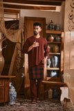 The Hariri Men 3/4 Sleeve Kurta - Royal Burgundy