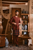 The Hariri Men 3/4 Sleeve Kurta - Royal Burgundy