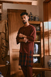 The Hariri Men 3/4 Sleeve Kurta - Royal Burgundy