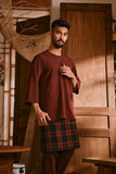 The Hariri Men 3/4 Sleeve Kurta - Royal Burgundy