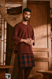 The Hariri Men 3/4 Sleeve Kurta - Royal Burgundy