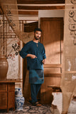 The Hariri Men 3/4 Sleeve Kurta - Deep Teal