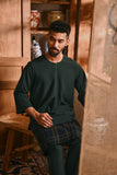 The Hariri Men 3/4 Sleeve Kurta - Emerald Green