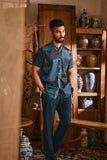 The Hariri Men Batik Shirt - Teal Oasis