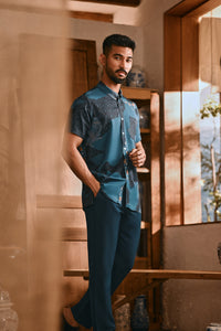The Hariri Men Batik Shirt - Teal Oasis