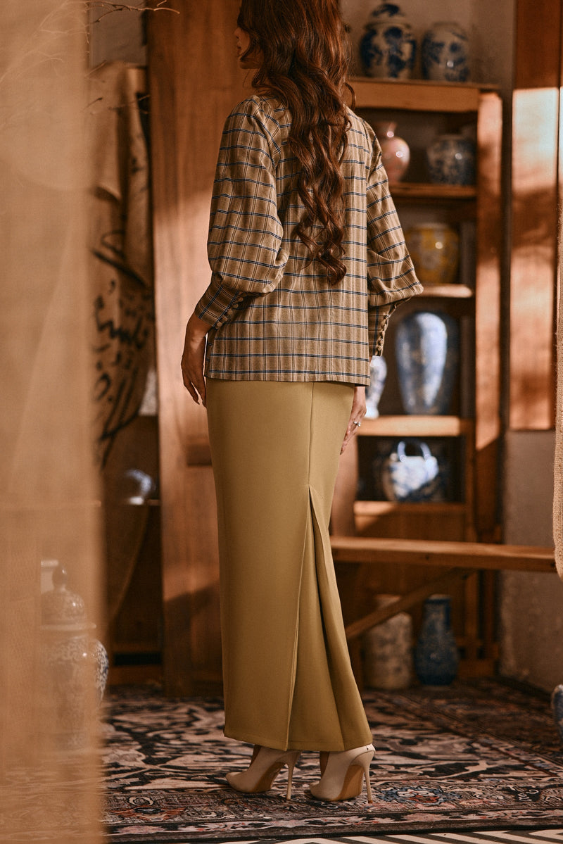 The Hariri Women Broderie Skirt - Butter Olive