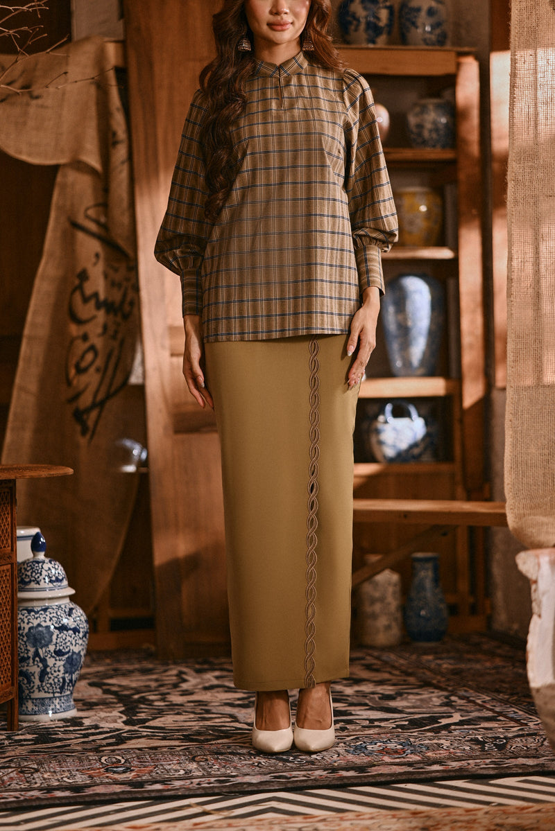 The Hariri Women Broderie Skirt - Butter Olive