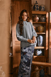 The Hariri Women Mandarin Collar Blouse - Silver Blue