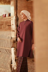 The Asal Kita Women Fusion Kurung Top - Royal Burgundy