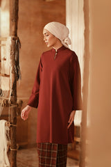 The Asal Kita Women Fusion Kurung Top - Royal Burgundy