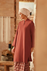 The Asal Kita Women Fusion Kurung Top - Spice Red