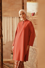 The Asal Kita Women Fusion Kurung Top - Spice Red