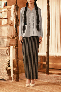 The Asal Kita Women Folded Skirt - Phantom Stripe
