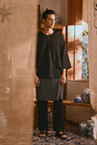 The Hariri Men 3/4 Sleeve Kurta - Black