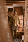 The Hariri Men 3/4 Sleeve Kurta - Butter Olive
