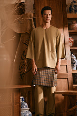 The Hariri Men 3/4 Sleeve Kurta - Butter Olive