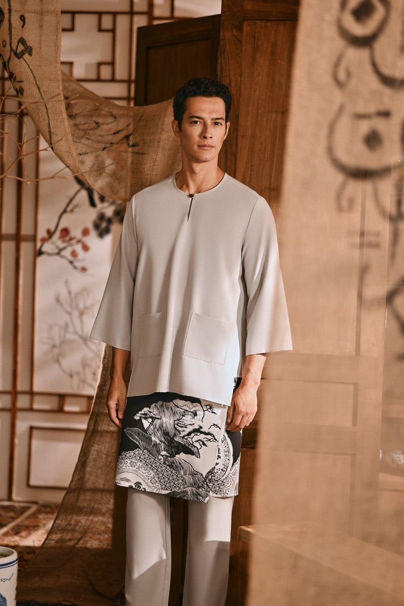 The Hariri Men 3/4 Sleeve Kurta - Grey