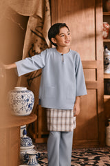 The Hariri 3/4 Sleeve Kurta - Blue Fog